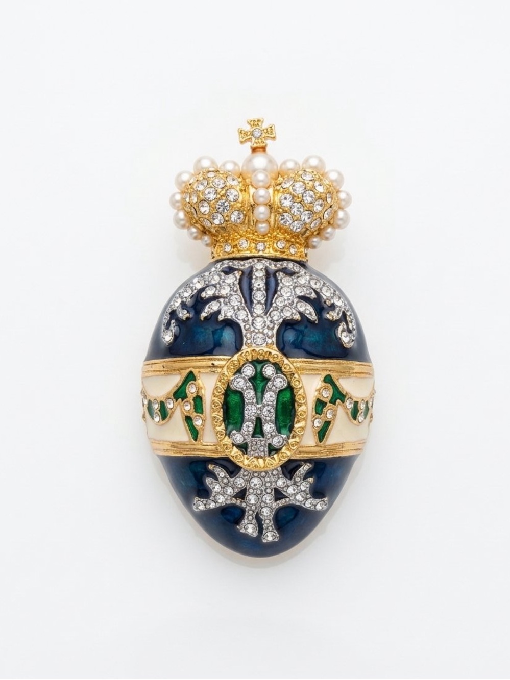 Vintage Signed Joan Rivers Imperial Crown Russian Fabergé Egg Brooch Pin